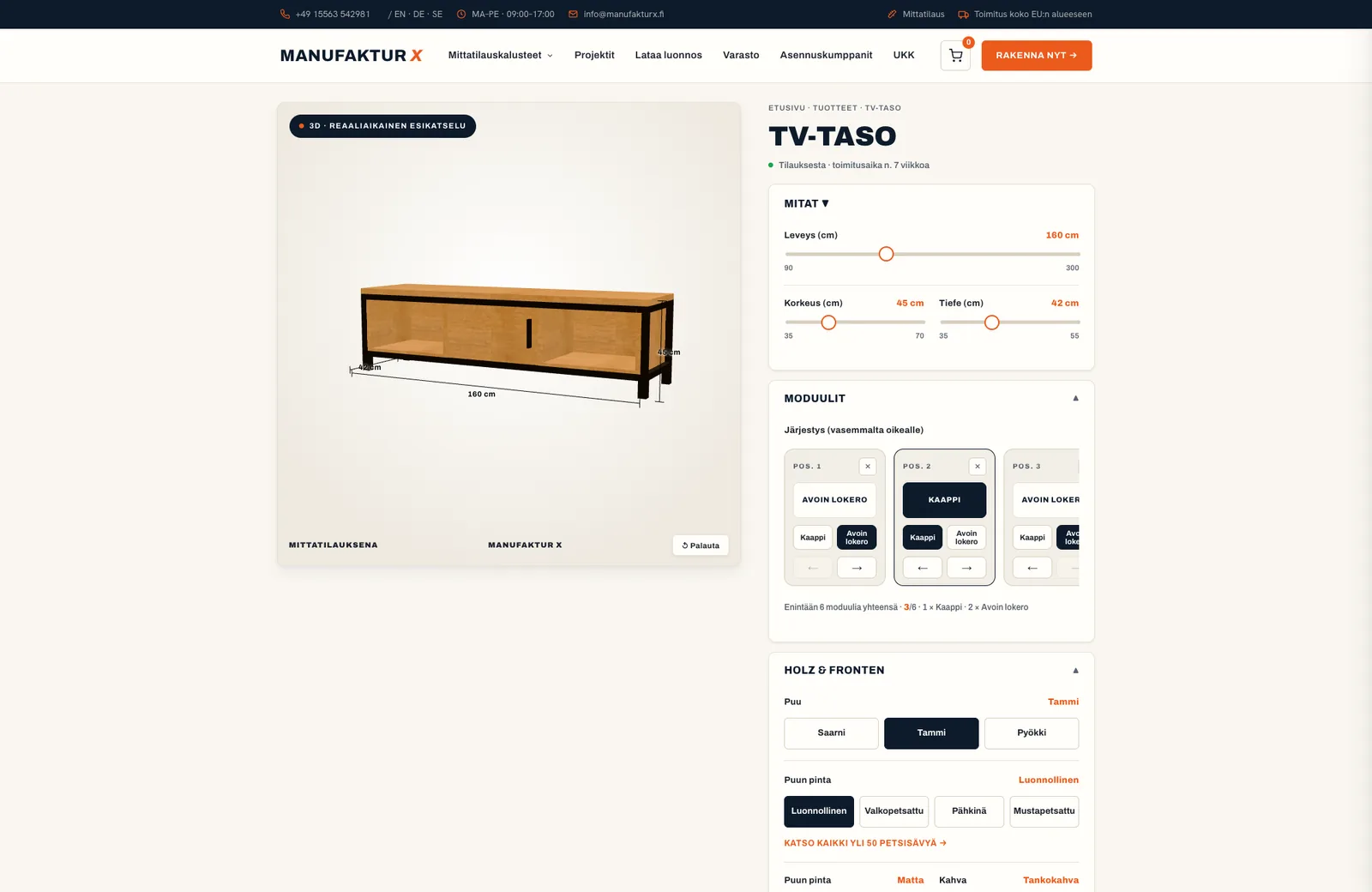 TV-taso - 3D-konfiguraattori, Manufaktur X